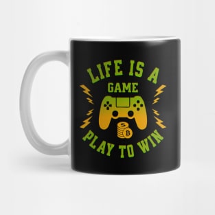 life is a game, game controller, bitcoin Mug